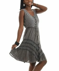 Best reviews of 🧨 Shoreline Gray Lace-Up Sleeveless Empire-Waist 👗 Dress - 👩 Women ⭐