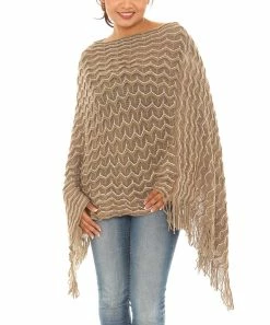Top 10 🛒 Shoreline Khaki Textured Sequin-Accent Fringed Poncho - 👩 Women & Plus 🔔