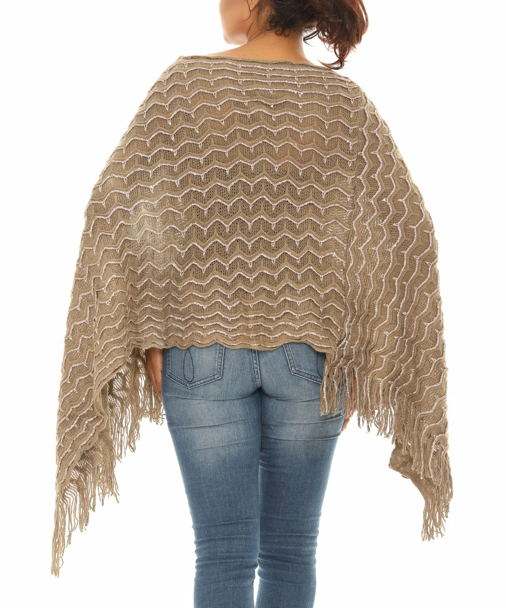 Discount π Shoreline Khaki Fringe Poncho - π© Women & Plus π - Image 3