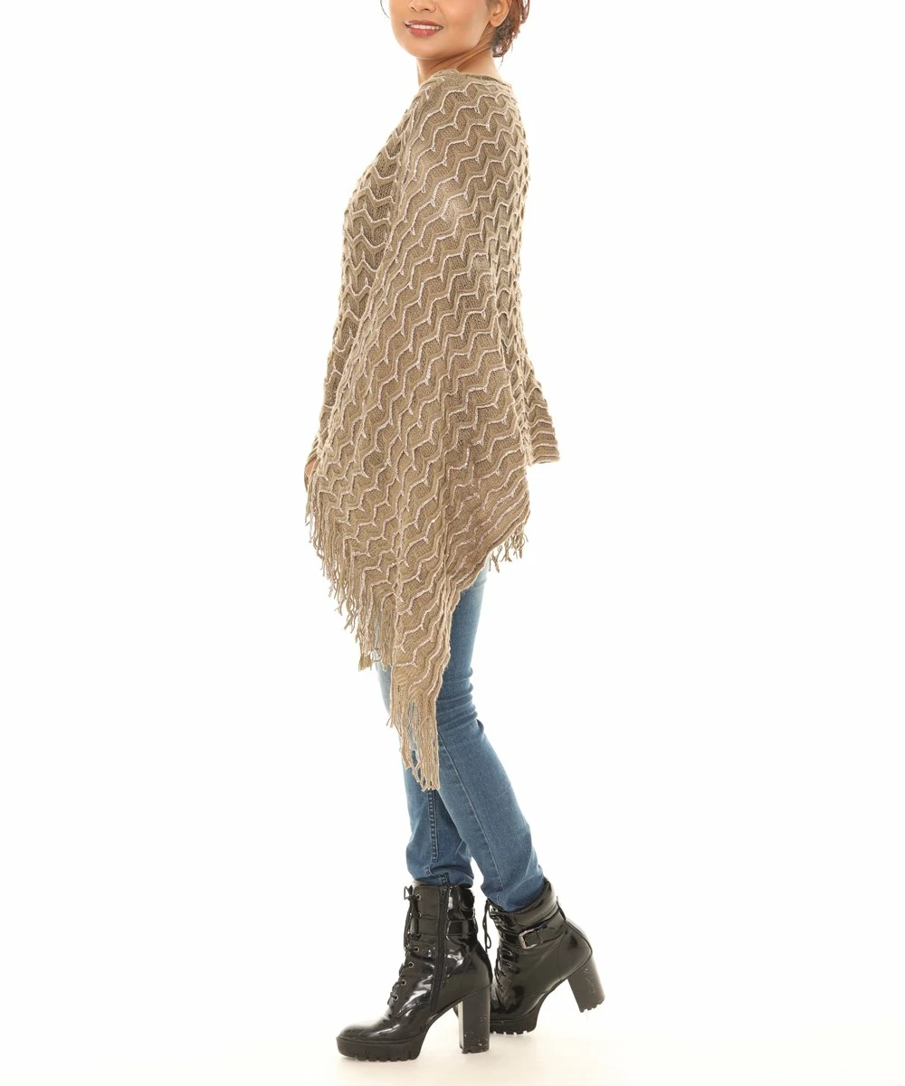 Discount π Shoreline Khaki Fringe Poncho - π© Women & Plus π - Image 4
