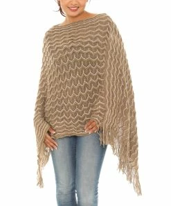 Discount 🌟 Shoreline Khaki Fringe Poncho - 👩 Women & Plus 🔔