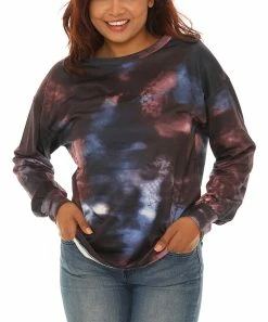 Cheap ✔️ Shoreline Black & Blue Tie-Dye Crewneck Sweatshirt - 👩 Women & Plus ⭐