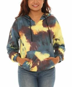 Discount 👍 Shoreline Gold & Blue Tie-Dye Kangaroo-Pocket Hoodie - 👩 Women & Plus 🔔