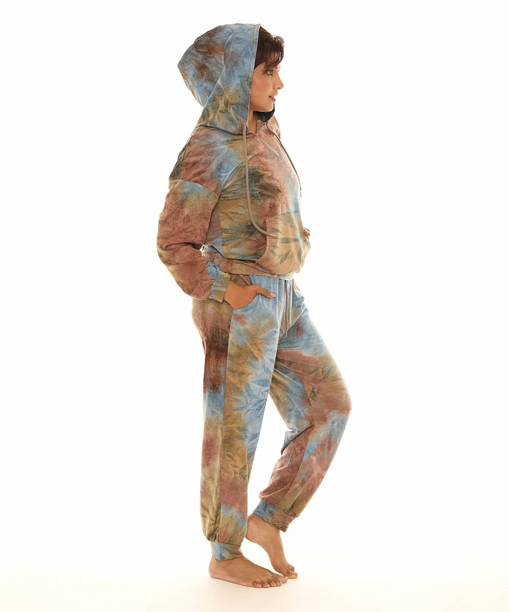 Buy π Shoreline Teal & Rust Tie-Dye Hoodie & Pocket Joggers - π© Women π - Image 3