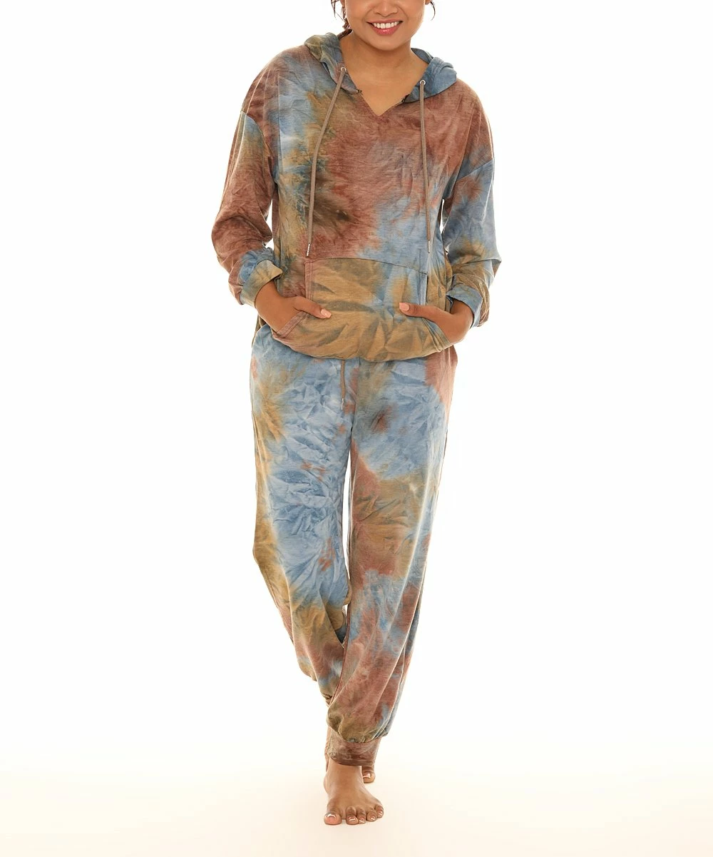 Buy π Shoreline Teal & Rust Tie-Dye Hoodie & Pocket Joggers - π© Women π - Image 5