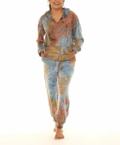 Buy π Shoreline Teal & Rust Tie-Dye Hoodie & Pocket Joggers - π© Women π