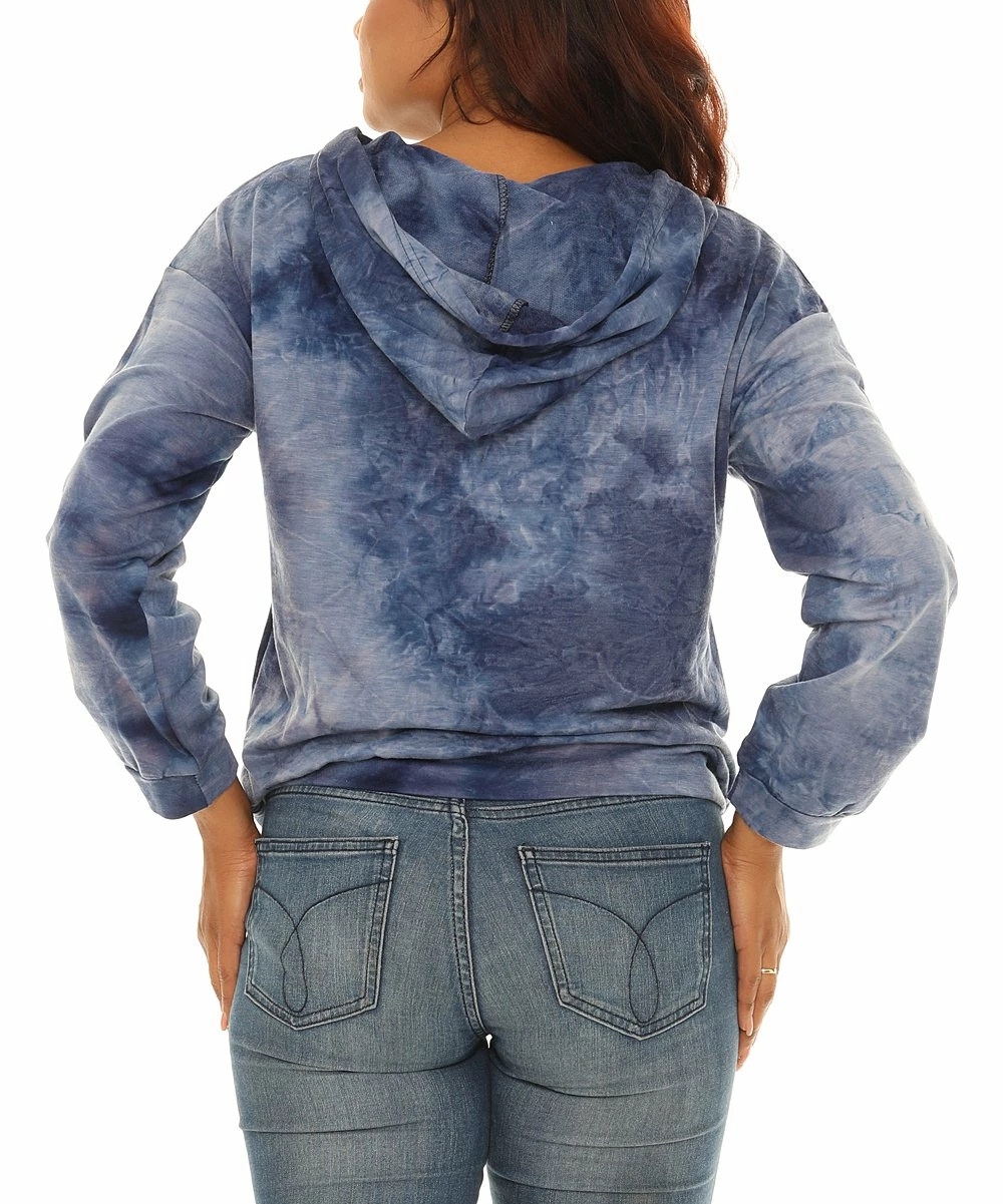 Best Sale π Shoreline Royal Blue Tie-Dye Kangaroo-Pocket Hoodie - π© Women & Plus π - Image 3