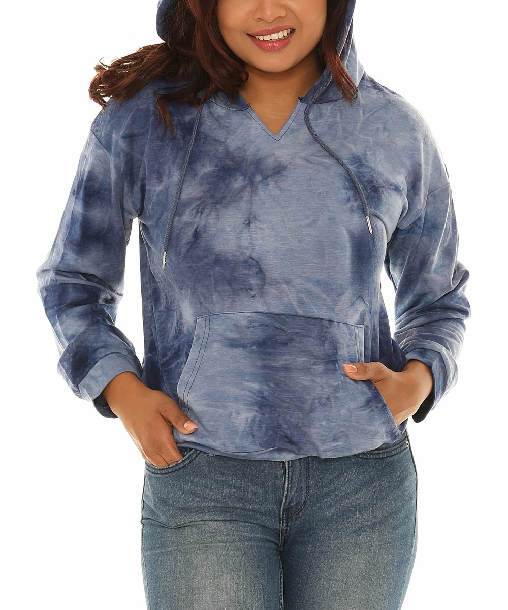 Best Sale π Shoreline Royal Blue Tie-Dye Kangaroo-Pocket Hoodie - π© Women & Plus π