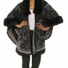 New 🧨 Shoreline Black Floral Fuzzy-Trim Poncho - 👩 Women & Plus 🧨