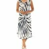 Wholesale 🤩 Shoreline Navy & White Zebra Tie-Dye Curved Hem Sleeveless Shift 👗 Dress - Plus 👏