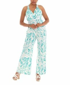 Buy π― Shoreline Mint Leaf Halter Sleeveless Jumpsuit - Plus π