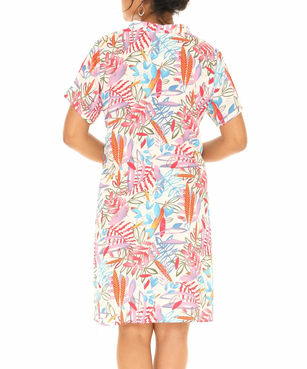 Cheapest π Shoreline Coral & Blue V-Neck Short-Sleeve A-Line π Dress - π© Women & Plus π - Image 5