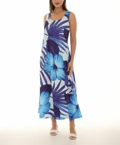 Buy βοΈ Shoreline Blue & Purple Floral Sleeveless Maxi π Dress - π© Women π