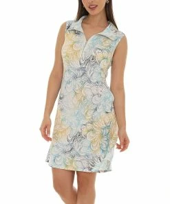 Flash Sale 🔥 Shoreline Blue & Yellow Floral Zip-Front Sleeveless Shift 👗 Dress - Plus 🥰