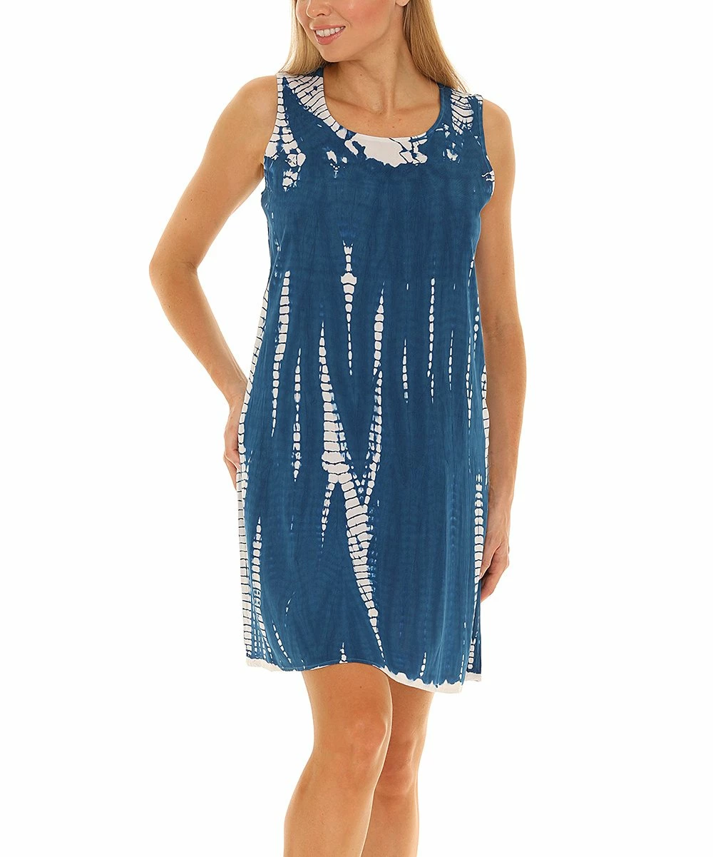 Deals β¨ Shoreline Blue Tie-Dye Sleeveless Shift π Dress - π© Women & Plus π - Image 2