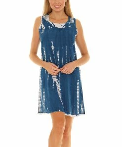 Deals ✨ Shoreline Blue Tie-Dye Sleeveless Shift 👗 Dress - 👩 Women & Plus 🛒