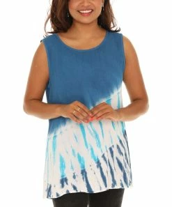 Wholesale 🧨 Shoreline Turquoise & Blue Tie-Dye Scoop Neck Tunic - 👩 Women & Plus 🔥
