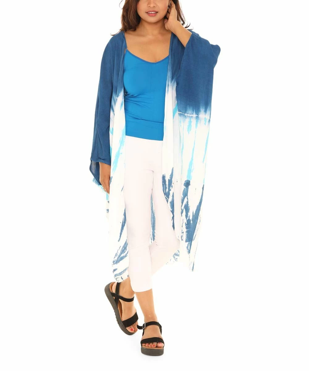 Cheapest π Shoreline Aqua & Blue Tie-Dye Longline Open Duster - π© Women π - Image 3