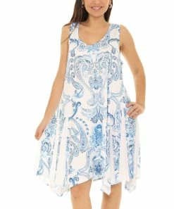 Best deal 💯 Shoreline Blue & White Fleur De Lis Sleeveless 👗 Dress - 👩 Women & Plus 🤩
