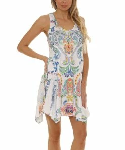 Best Pirce 🔥 Shoreline Blue & Green Fleur De Lis Sleeveless 👗 Dress - 👩 Women & Plus 🌟