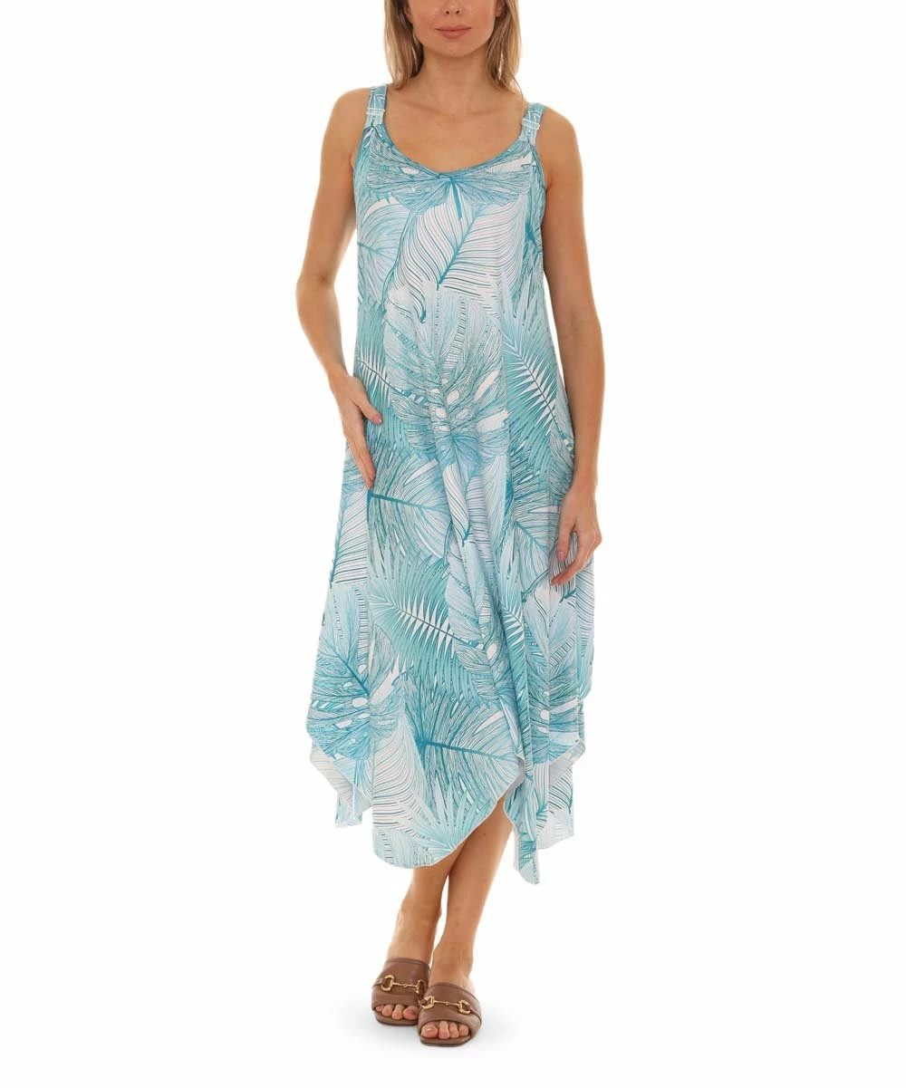 Promo π Shoreline Mint Palm Leaf Handkerchief π Dress - π© Women & Plus π - Image 2