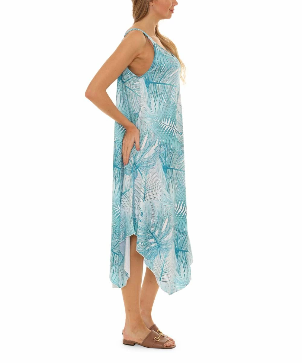 Promo π Shoreline Mint Palm Leaf Handkerchief π Dress - π© Women & Plus π - Image 3