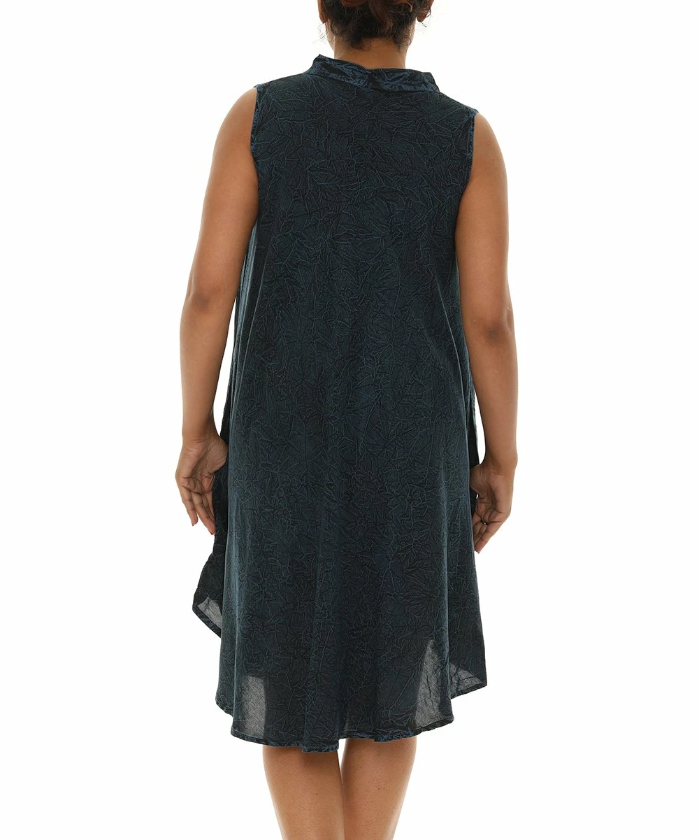 New β¨ Shoreline Blue Acid Wash Button-Front Sleeveless π Dress - π© Women & Plus π₯ - Image 2