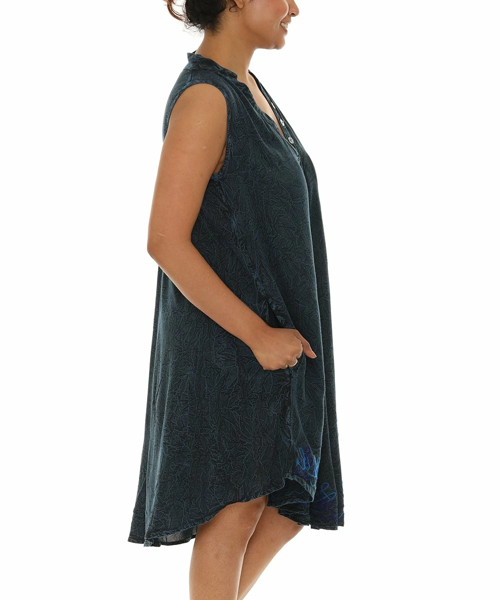 New β¨ Shoreline Blue Acid Wash Button-Front Sleeveless π Dress - π© Women & Plus π₯ - Image 3