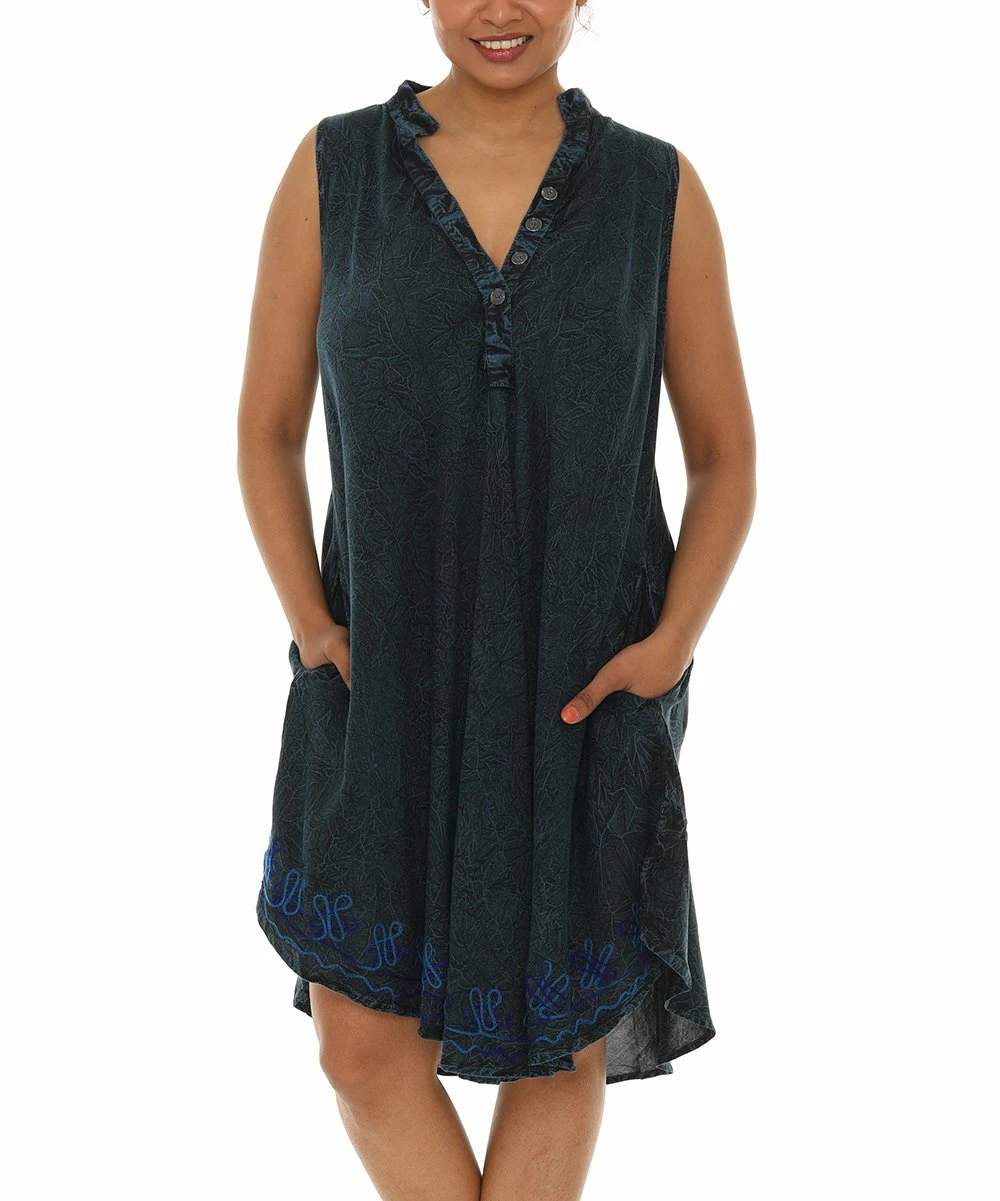 New β¨ Shoreline Blue Acid Wash Button-Front Sleeveless π Dress - π© Women & Plus π₯ - Image 5