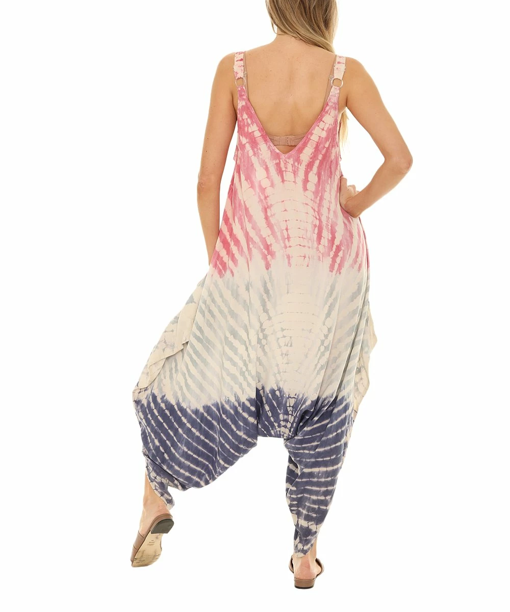 Cheap π Shoreline Pink & Blue Tie-Dye Harem Jumpsuit - π© Women & Plus π - Image 3