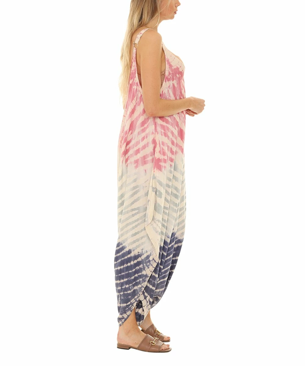 Cheap π Shoreline Pink & Blue Tie-Dye Harem Jumpsuit - π© Women & Plus π - Image 4