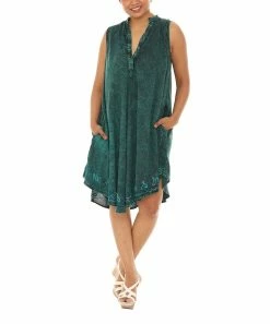 Budget π₯ Shoreline Mint Acid Wash Sleeveless Pocket π Dress - π© Women & Plus π§¨