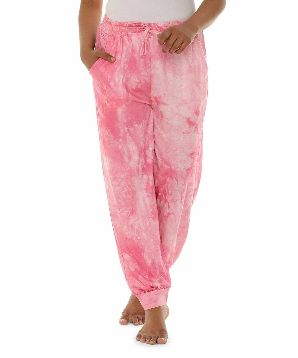 Deals π Shoreline Pink & White Tie-Dye Drawstring Joggers - π© Women & Plus π