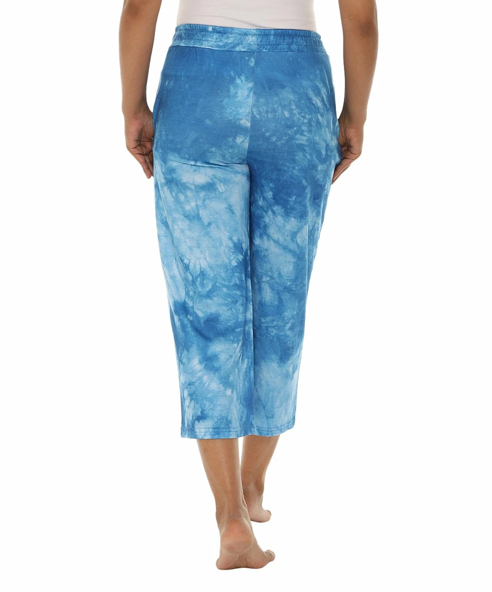 Best Sale π― Shoreline Blue & White Tie-Dye Drawstring Capri Pants - π© Women π - Image 2
