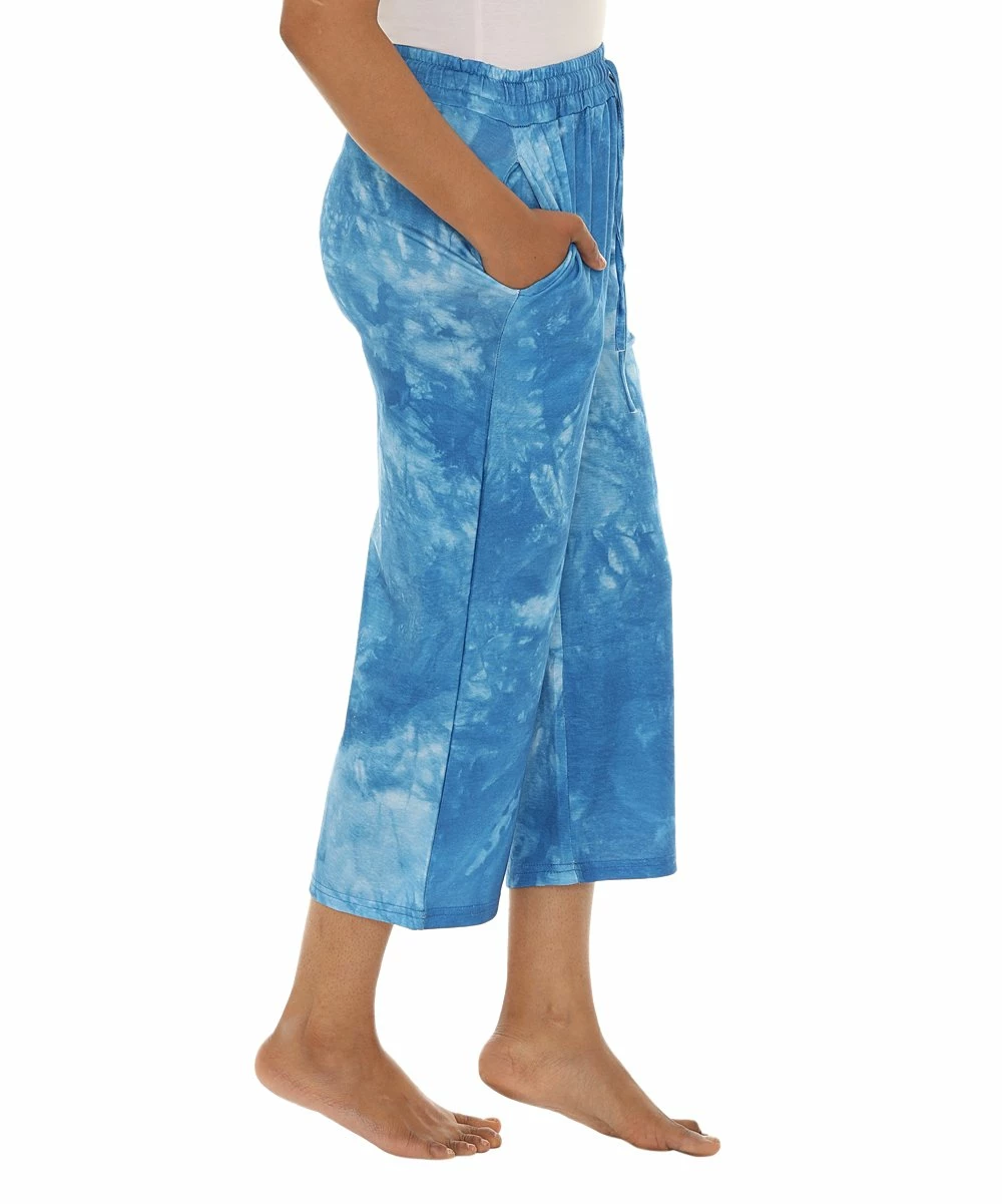 Best Sale π― Shoreline Blue & White Tie-Dye Drawstring Capri Pants - π© Women π - Image 3