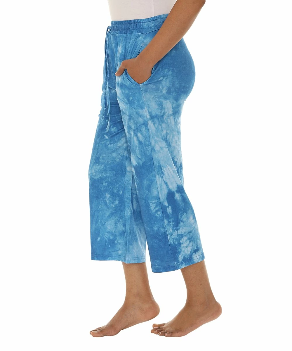 Best Sale π― Shoreline Blue & White Tie-Dye Drawstring Capri Pants - π© Women π - Image 4
