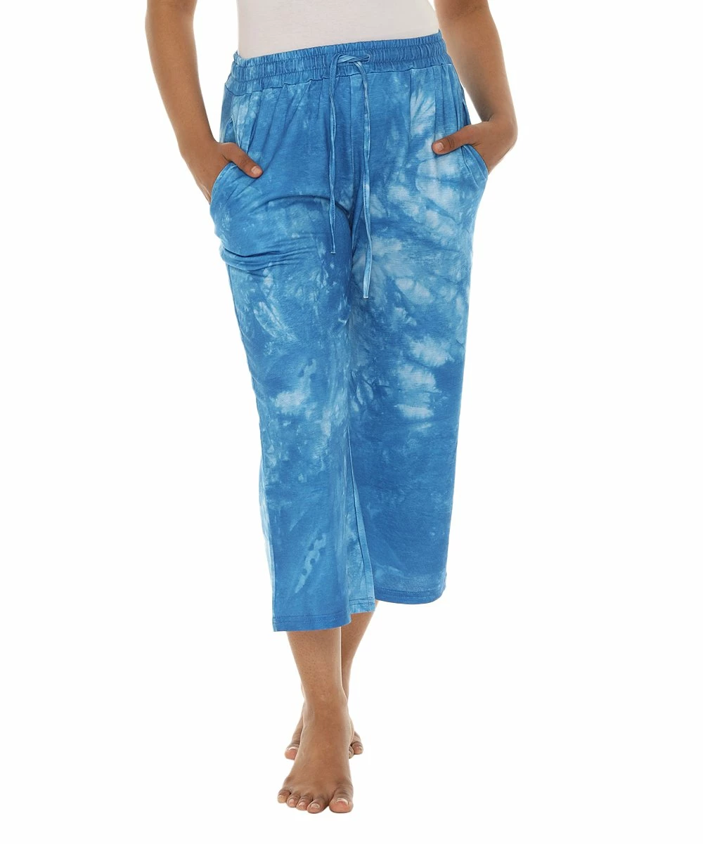 Best Sale π― Shoreline Blue & White Tie-Dye Drawstring Capri Pants - π© Women π - Image 5