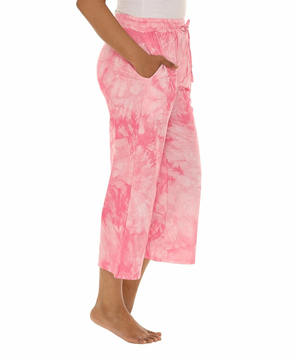 Flash Sale π€© Shoreline Pink & White Tie-Dye Drawstring Capri Pants - π© Women & Plus π― - Image 3