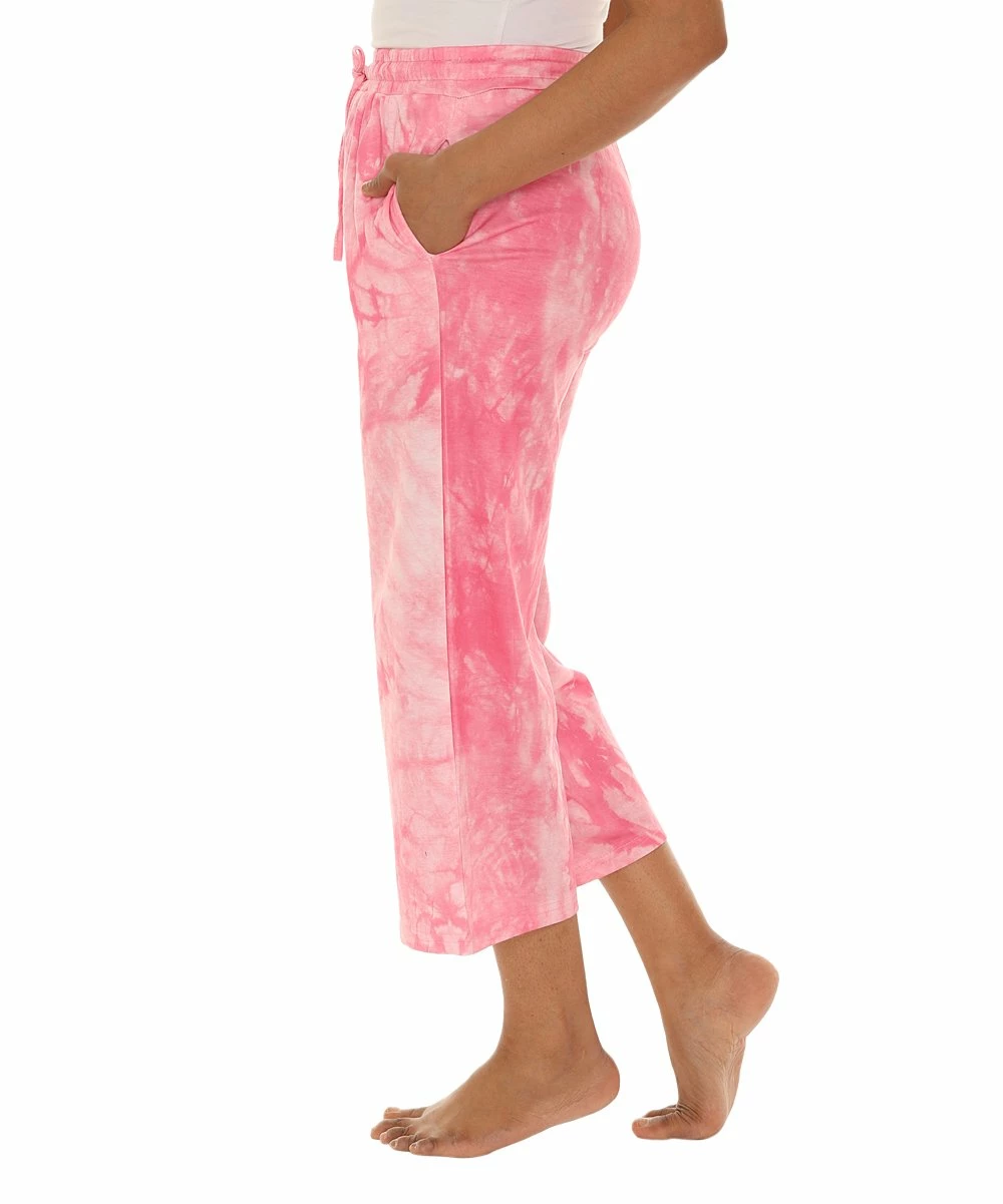 Flash Sale π€© Shoreline Pink & White Tie-Dye Drawstring Capri Pants - π© Women & Plus π― - Image 4