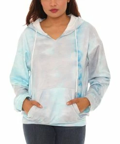 Best deal ⌛ Shoreline Turquoise & Gray Tie-Dye V-Neck Hoodie - 👩 Women & Plus 💯