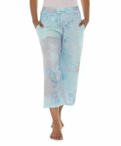 Brand new βοΈ Shoreline Turquoise & Gray Tie-Dye Drawstring Capri Pants - π© Women & Plus π