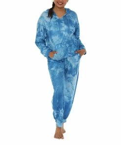 Hot Sale 🎁 Shoreline Blue & White Tie-Dye V-Neck Hoodie & Joggers - 👩 Women & Plus 🔥