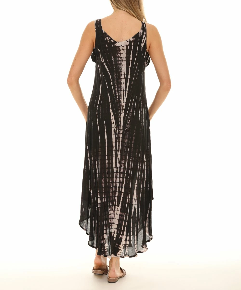 Brand new π Shoreline Black & White Tie-Dye Embroidered Curved-Hem Sleeveless π Dress - π© Women & Plus 𧨠- Image 4