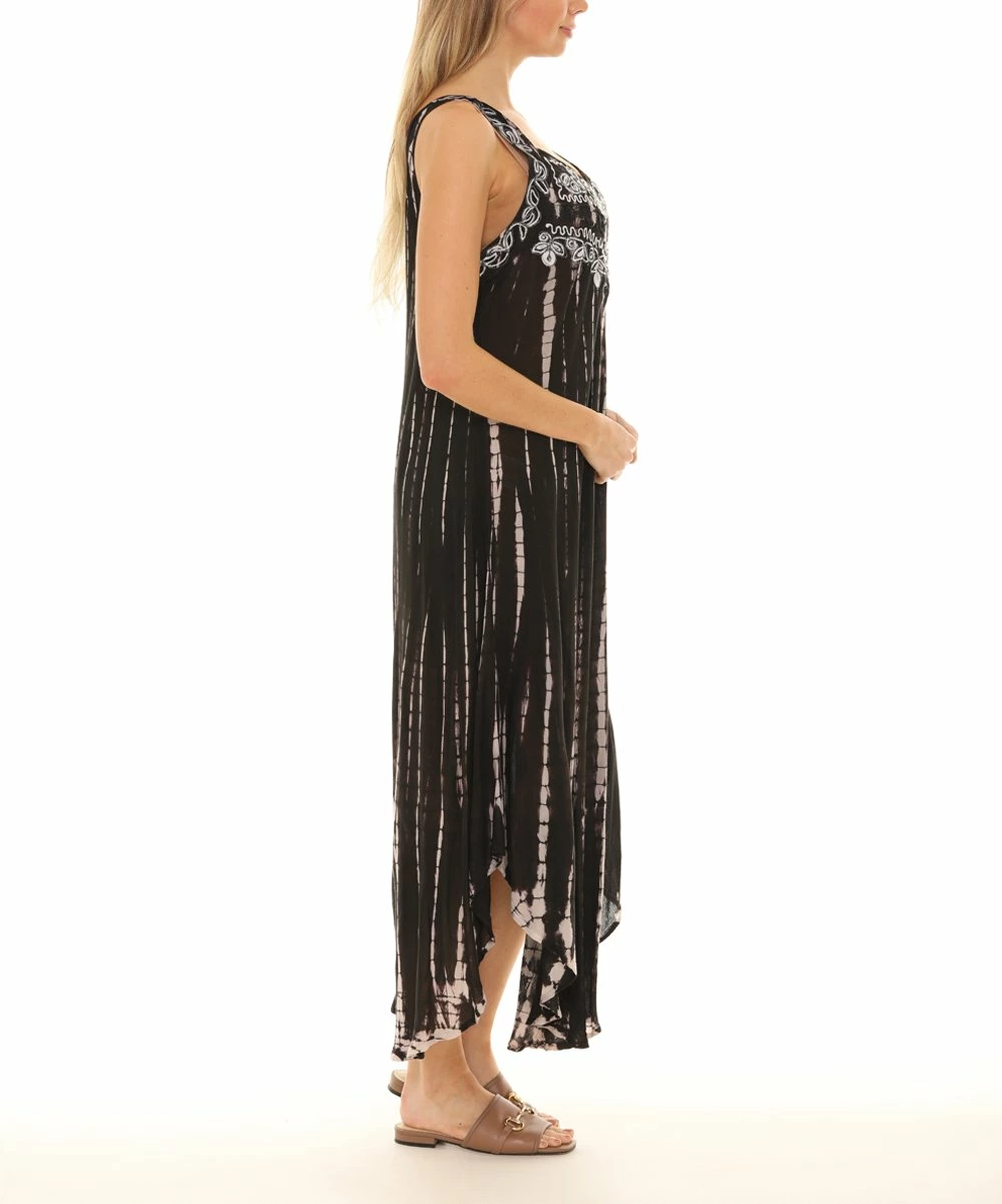 Brand new π Shoreline Black & White Tie-Dye Embroidered Curved-Hem Sleeveless π Dress - π© Women & Plus 𧨠- Image 5