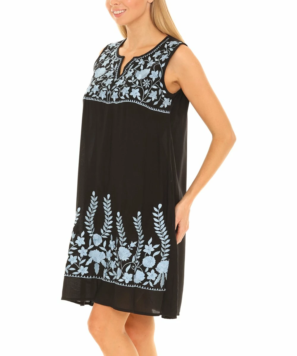 Flash Sale π Shoreline Navy & White Floral Embroidered V-Neck π Dress - π© Women & Plus β€οΈ - Image 3