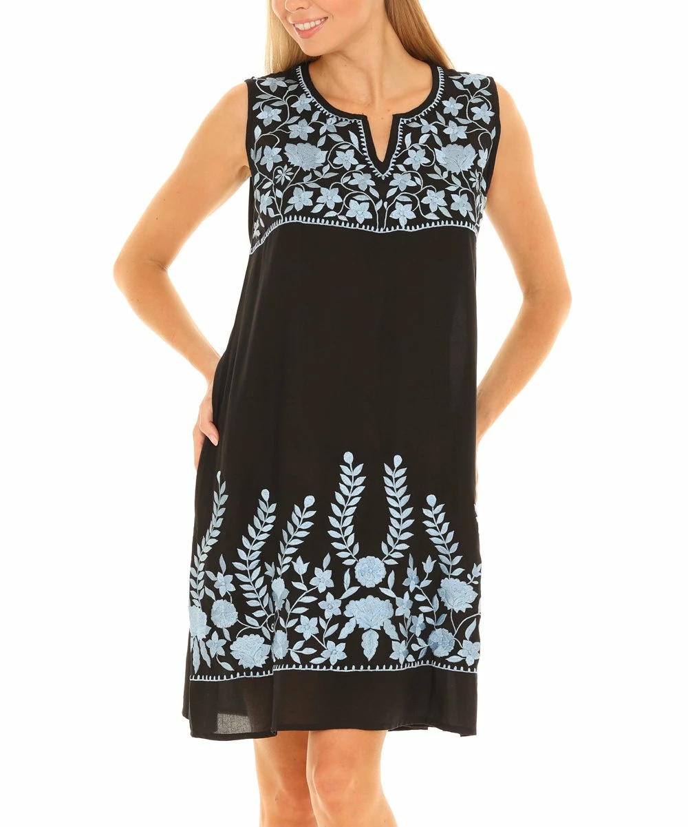 Flash Sale π Shoreline Navy & White Floral Embroidered V-Neck π Dress - π© Women & Plus β€οΈ - Image 5
