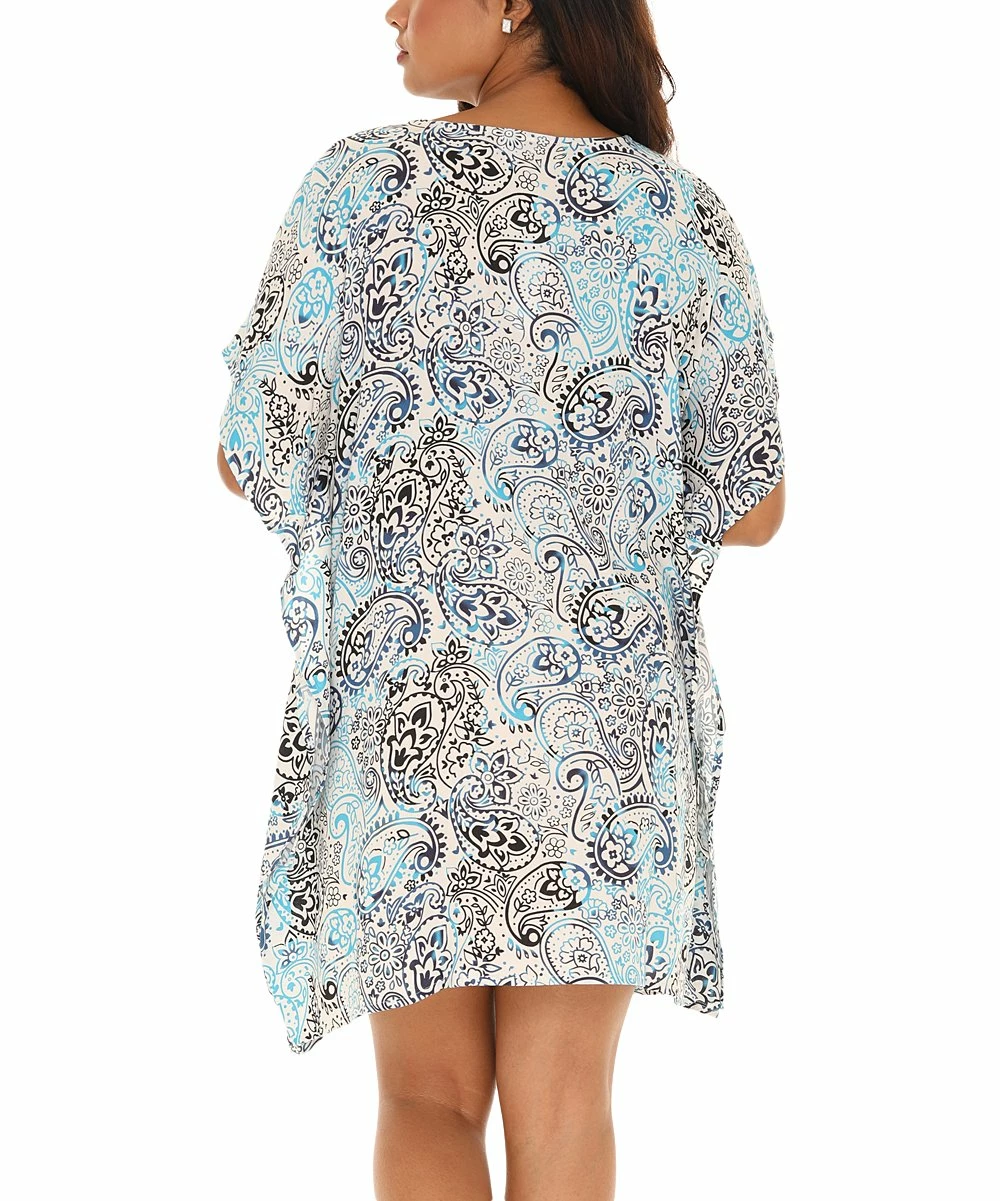 Deals β Shoreline White & Black Paisley Lace-Trim V-Neck Cover-Up - π© Women & Plus β€οΈ - Image 2