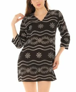 Outlet 🛒 Shoreline Black Eyelet Embroidered Mesh Three-Quarter Sleeve Cover-Up - 👩 Women & Plus ⌛