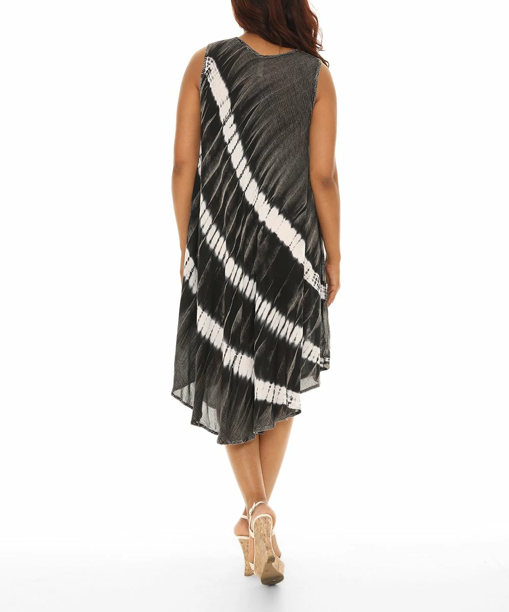 Cheap π Shoreline Black & White Diagonal Stripe Tie-Dye Sleeveless π Dress - π© Women & Plus π - Image 5