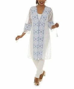 Best reviews of π₯ Shoreline White & Blue Floral Lace Tassel-Accent Duster - Plus π―